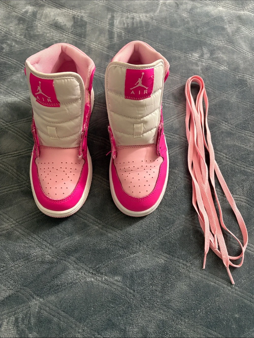 Nike Pink and White High-Top Sneakers